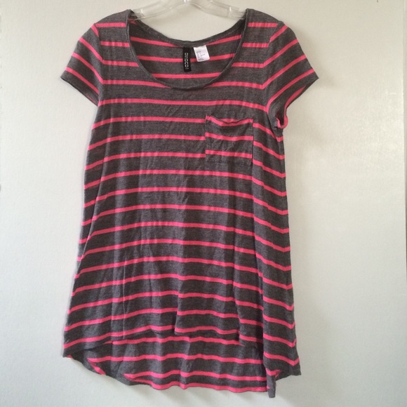 Pink and grey hi-low top