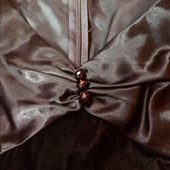 HP NWOT Black Satin & Velvet Cocktail Dress - Picture 2 of 4