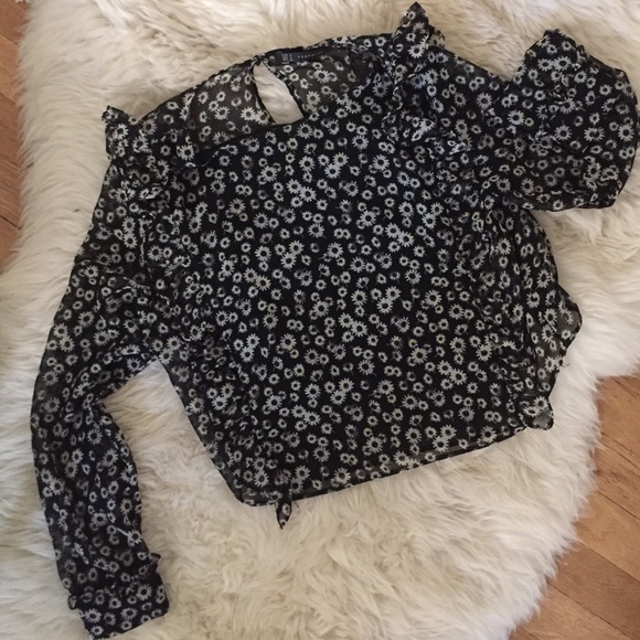 ZARA flower print top with detail