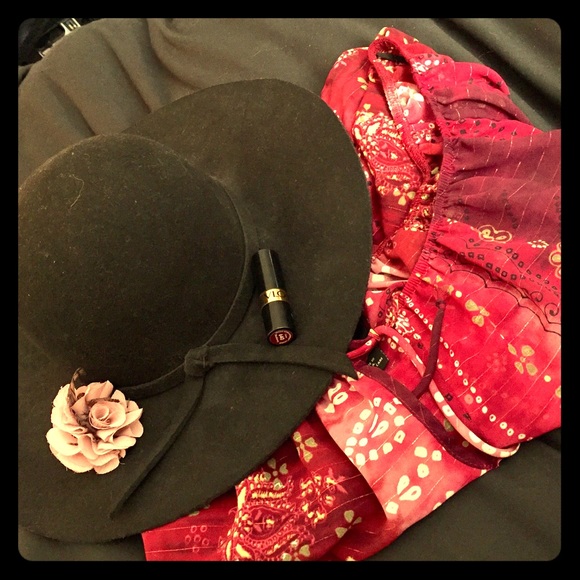 Red Sheer Chiffon Peasant Top Tunic w/ Drawstring