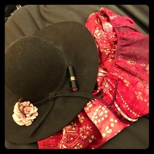 Red Sheer Chiffon Peasant Top Tunic w/ Drawstring