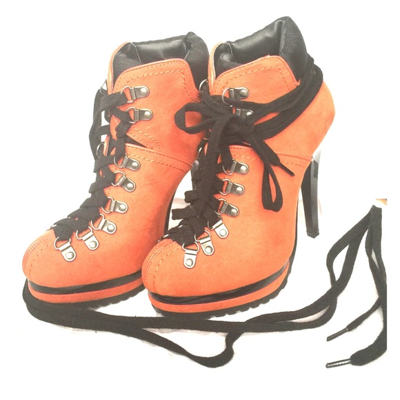 Xhilaration orange suede platform ankle boots