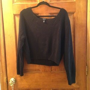 Chunky black cropped sweater top