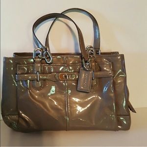 Coach grey patent leather bag