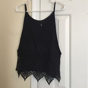 Lace bottom black tank