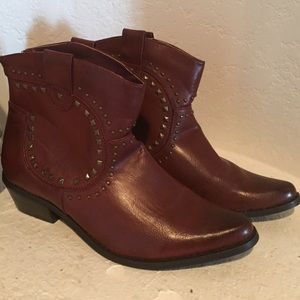 Dark Red beautiful studded leather boots