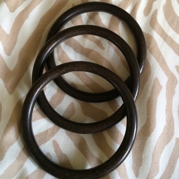 Set of 3 Dark brown wooden bangles