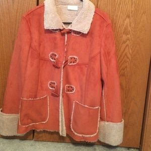 Suede-like Burnt orange pea coat