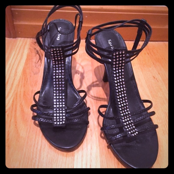 Black Heels with Silver Rhinestones