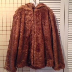 Brown fur coat- reversible