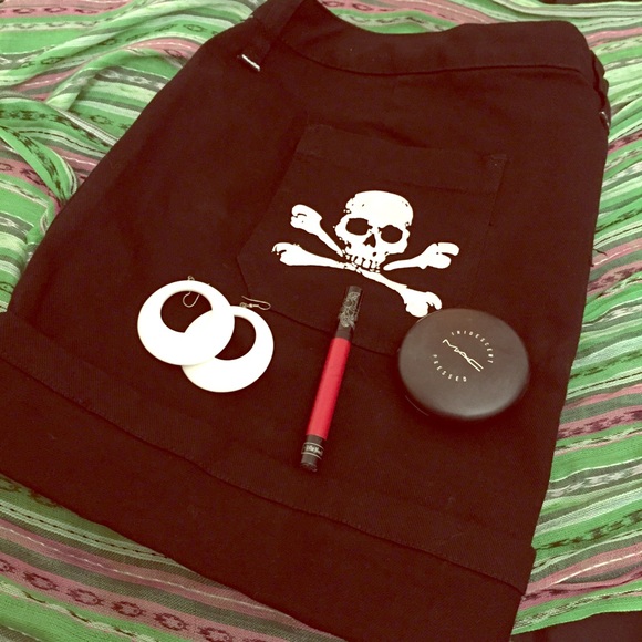 Black Tripp Denim Mini Skirt with Skulls Pockets