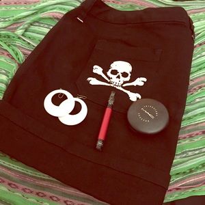 Black Tripp Denim Mini Skirt with Skulls Pockets