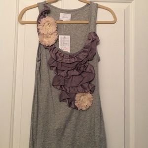 Anthropologie gray tanktop with floral detail