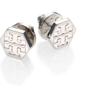 Tory Burch HEXAGON LOGO STUD EARRING