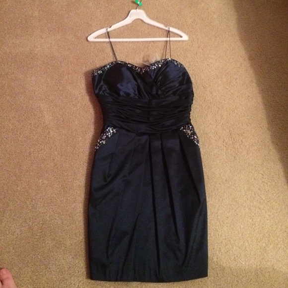 Navy Slim Fitting Formal Dress