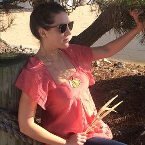Anthropologie salmon blouse