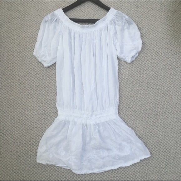Off-the-shoulder white beach cover up