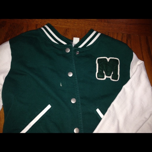 Forever 21 green letterman jacket "M" - Picture 2 of 4