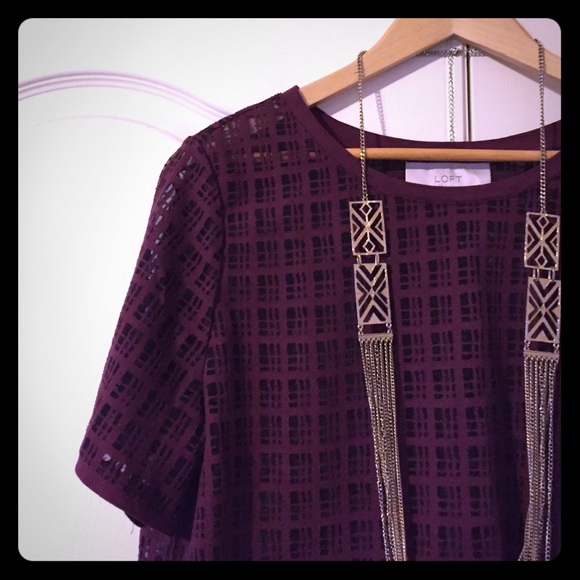 LOFT maroon burnout tee