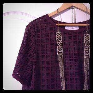 LOFT maroon burnout tee