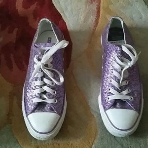 Purple Glitter Converse Sneakers