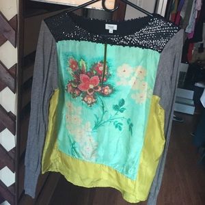 Oriental silk/ cotton/ sequins blouse
