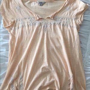 short sleeve lucky brand top with lace detailing