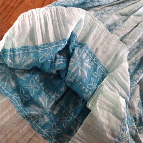 Blue handmade floral strapless tube dress - Picture 4 of 4