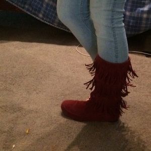 Red /Burgundy moccasins boots!! 👢👢