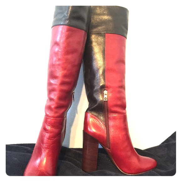 Tory Burch Black/Burgundy heel Boots