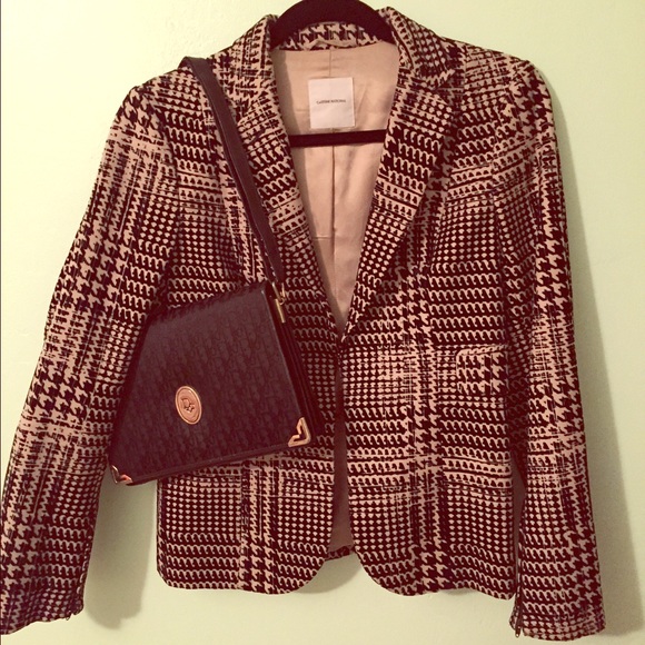 Houndstooth w/Velvet details blazer