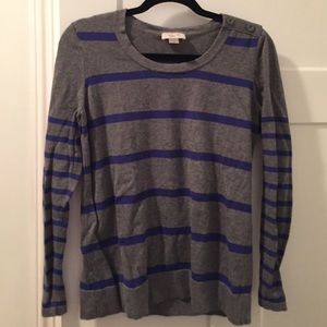 LOFT grey and blue striped sweater
