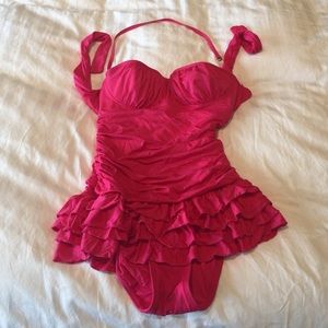 Juicy couture pink Ruffle swimsuit.