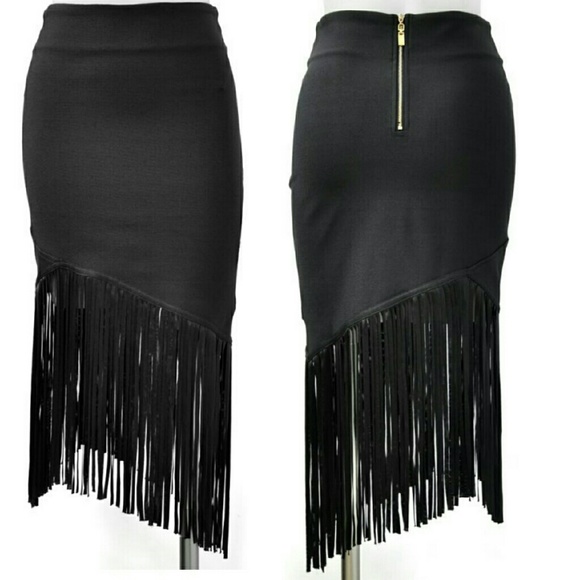 Fringe bodycon skirt