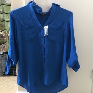 Royal blue portfolio button down blouse