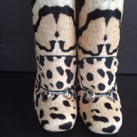 Authentic Gucci Leopard Print size 10 Boots - Picture 1 of 4