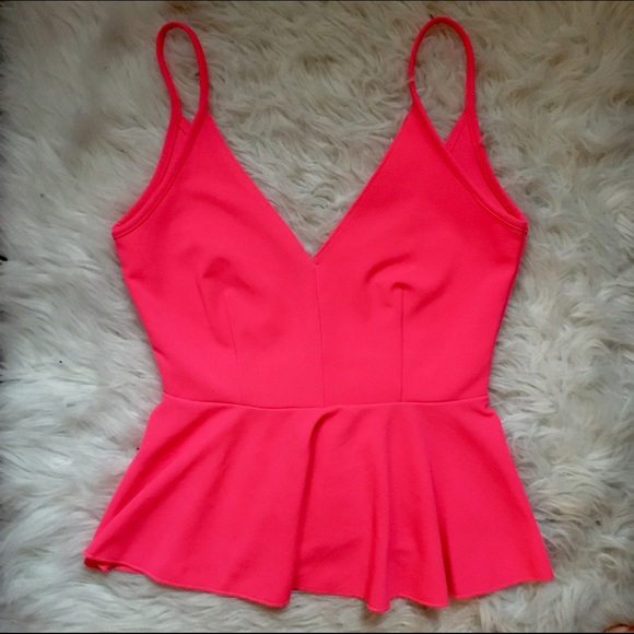 Lulus Tops - Bright Pink Peplum Tank