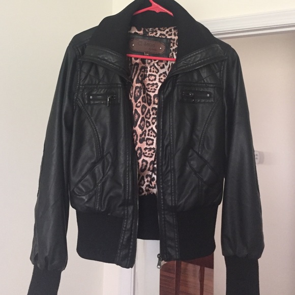 Black jacket with a leather look
