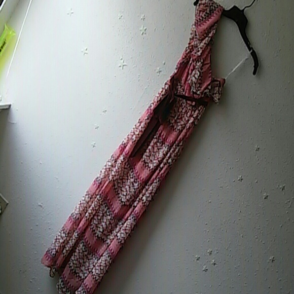 Nwot Pink, Ruffle, One Sleeve Maxi Dress, Sz S - Picture 2 of 4