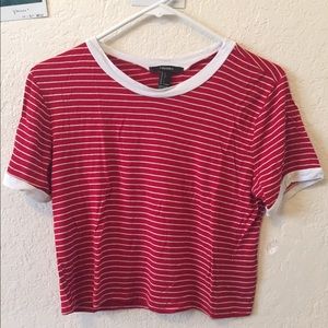 Forever21 red and white stripe crop top