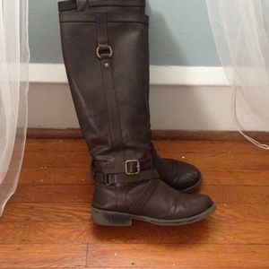 Vegan Leather Brown Riding Boots