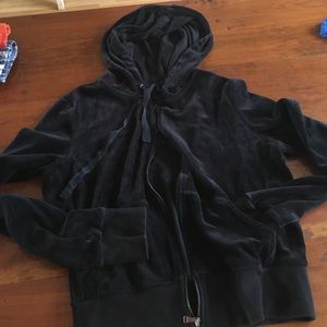 Black velvet hooded jacket