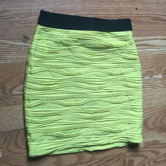 Neon yellow pencil skirt