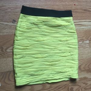 Neon yellow pencil skirt