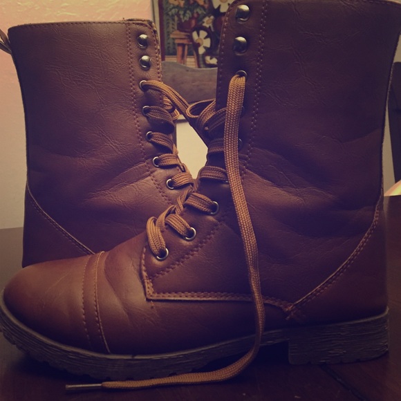 Brown combat boots