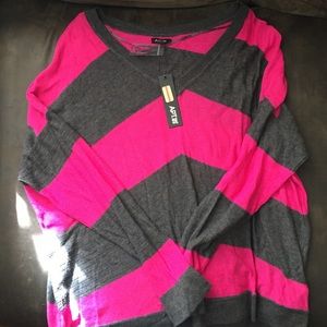 Grey and Pink Long Sleeve Shirt