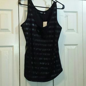 Black, sequined-striped tank.