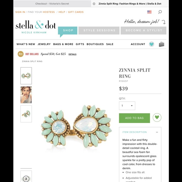 Stella & Dot zinnia split ring