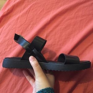 cute forever21 trendy black sandals