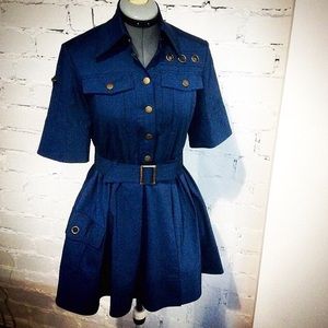 Military style denim dress